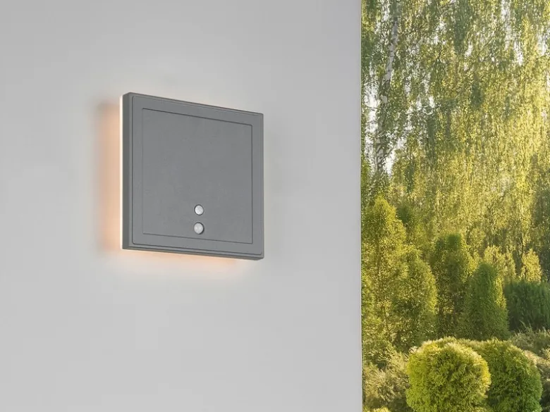 Akku Außenwandleuchte FORTALEZA mit Bewegungsmelder USB aufladbar H: 14cm