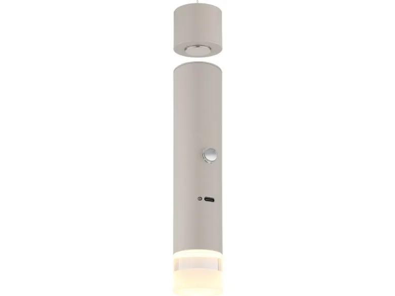 Akku Hängelampe Beige, dimmbar, abnehmbarer Leuchtenkopf Ø 3,8cm
