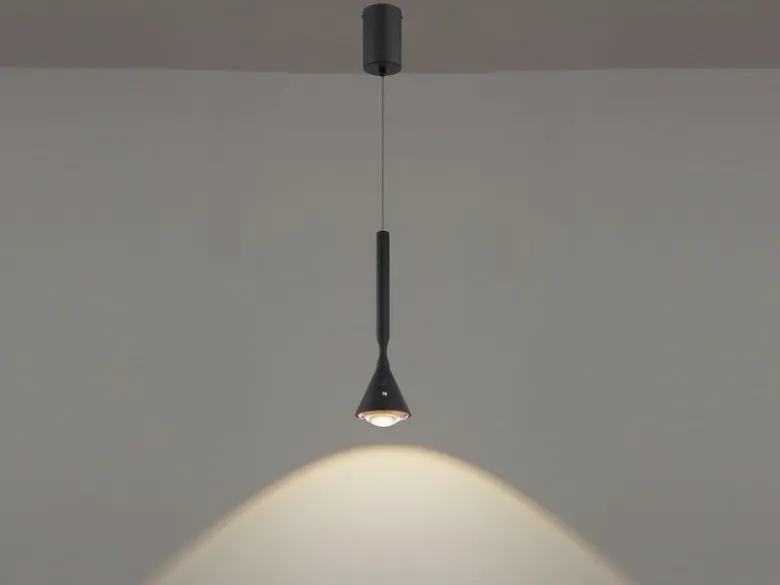 Akku Hängelampe Schwarz dimmbar & Tageslicht, höhenverstellbar, Ø 10cm