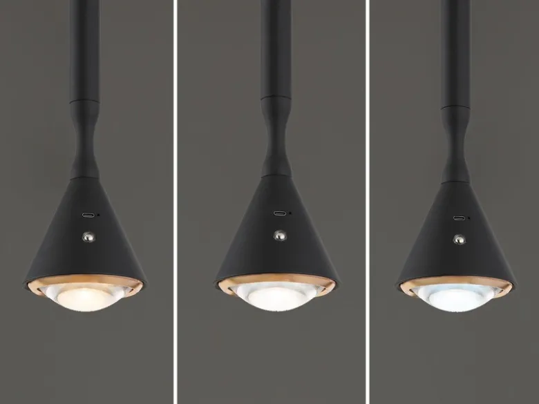 Akku Hängelampe Schwarz dimmbar & Tageslicht, höhenverstellbar, Ø 10cm