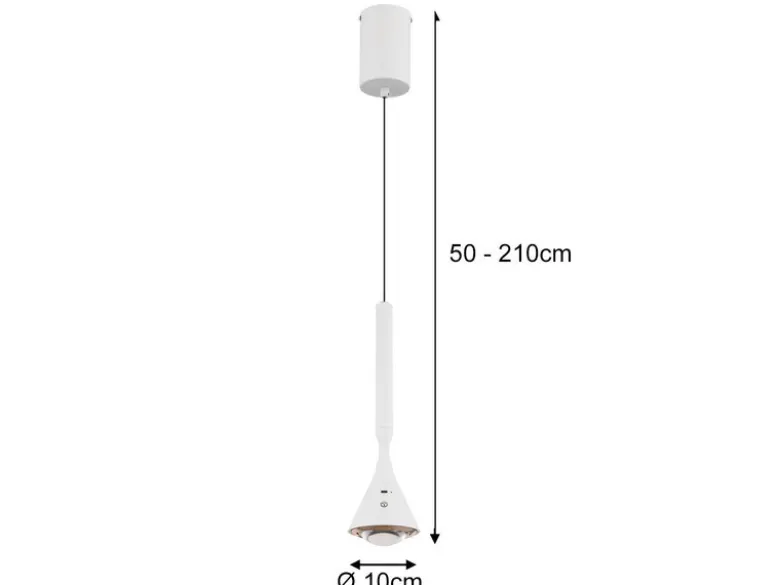 Akku Hängelampe Weiß dimmbar & Tageslicht, höhenverstellbar, Ø 10cm
