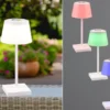 Akku LED Outdoor Tischleuchte SANCHEZ Weiß mit RGBW, Höhe 30cm