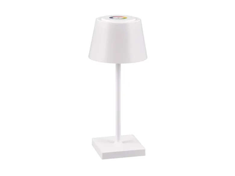 Akku LED Outdoor Tischleuchte SANCHEZ Weiß mit RGBW, Höhe 30cm