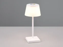 Akku LED Outdoor Tischleuchte SANCHEZ Weiß mit RGBW, Höhe 30cm