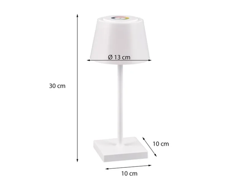 Akku LED Outdoor Tischleuchte SANCHEZ Weiß mit RGBW, Höhe 30cm
