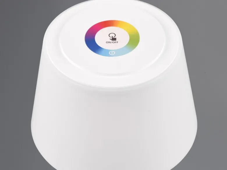 Akku LED Outdoor Tischleuchte SANCHEZ Weiß mit RGBW, Höhe 30cm