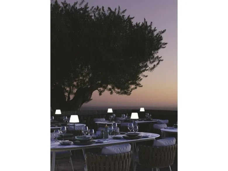Akku LED Outdoor Tischleuchte JAMMIN Schwarz, Dimmbar Höhe 39cm