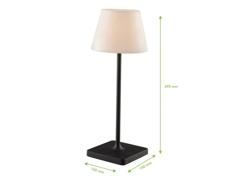 Akku LED Outdoor Tischleuchte JAMMIN Schwarz, Dimmbar Höhe 39cm