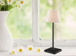 Akku LED Outdoor Tischleuchte JAMMIN Schwarz, Dimmbar Höhe 39cm