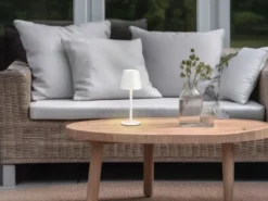 Akku LED Tischleuchte DIAZ kabellos für Innen & Außen, Weiß - 21cm klein