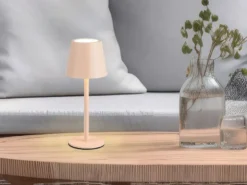 Akku LED Tischleuchte DIAZ kabellos für Innen & Außen, Beige - 21cm klein