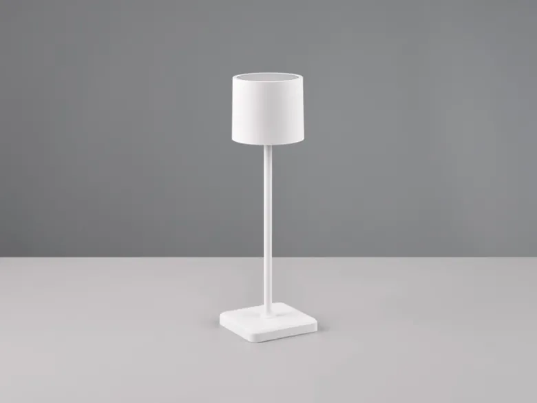 Akku LED Tischleuchte FERNANDEZ kabellos für Innen & Außen, Weiß - H: 38cm