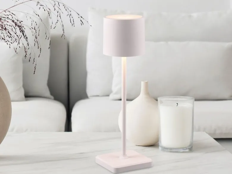 Akku LED Tischleuchte FERNANDEZ kabellos für Innen & Außen, Weiß - H: 38cm