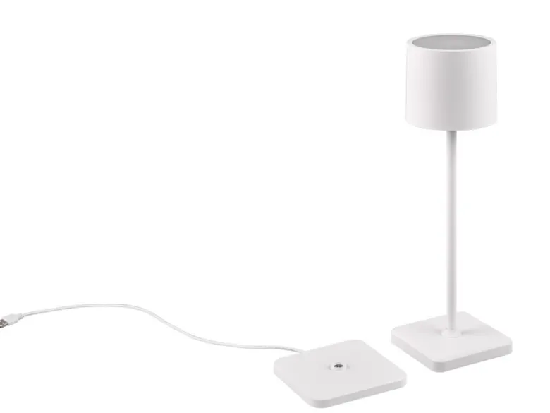 Akku LED Tischleuchte FERNANDEZ kabellos für Innen & Außen, Weiß - H: 38cm