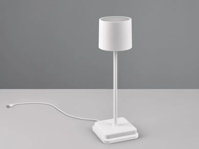 Akku LED Tischleuchte FERNANDEZ kabellos für Innen & Außen, Weiß - H: 38cm