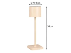 Akku LED Tischleuchte FERNANDEZ kabellos für Innen & Außen, Beige - H: 38cm