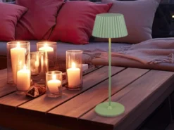 Akku LED Tischleuchte SUAREZ kabellos für Innen & Außen, Grün - Höhe 39cm
