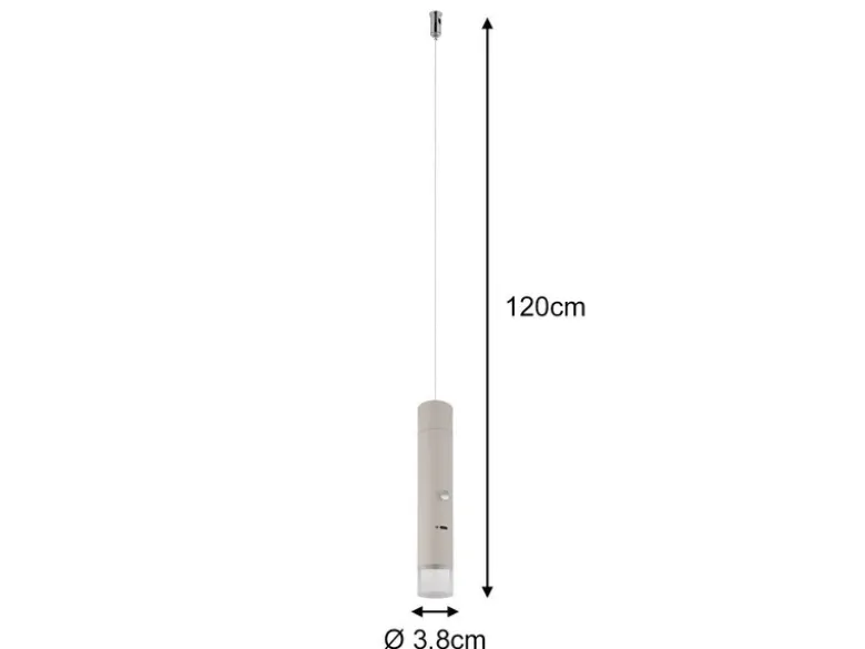 Akku Pendelleuchte PELO Beige, dimmbar, abnehmbarer Leuchtenkopf Ø 3,8cm