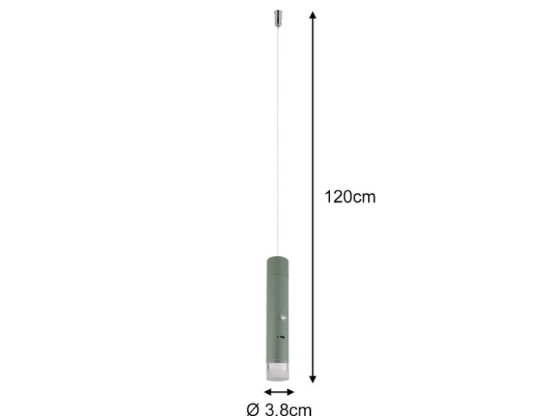 Akku Pendelleuchte PELO Grün, dimmbar, abnehmbarer Leuchtenkopf Ø 3,8cm