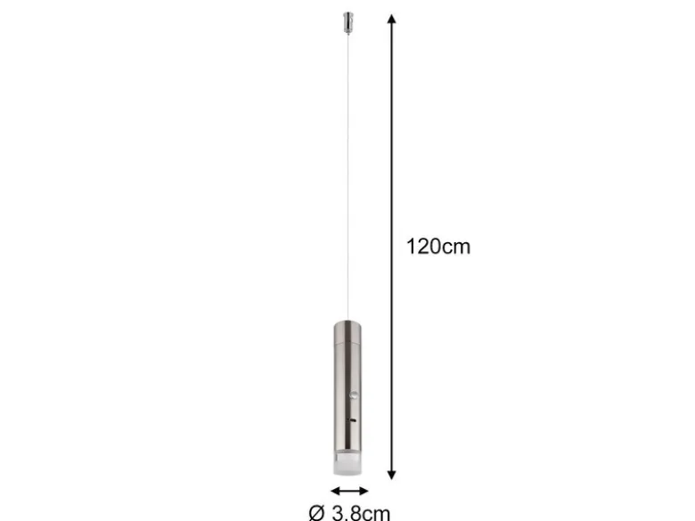 Akku Pendelleuchte PELO Silber, dimmbar, abnehmbarer Leuchtenkopf Ø 3,8cm