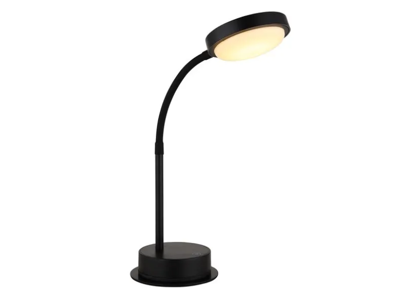 Akku Schreibtischlampe PEGASI dimmbar, Schwarz mit Flexrohr, Höhe 38cm