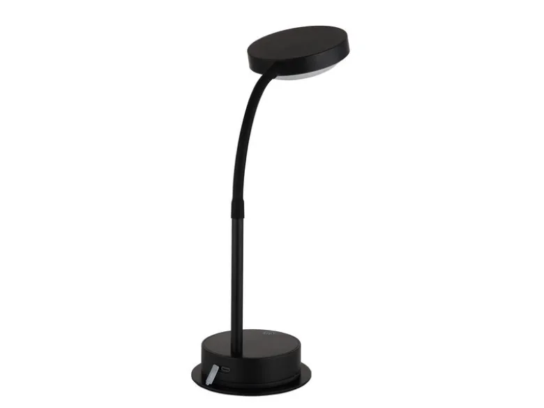 Akku Schreibtischlampe PEGASI dimmbar, Schwarz mit Flexrohr, Höhe 38cm
