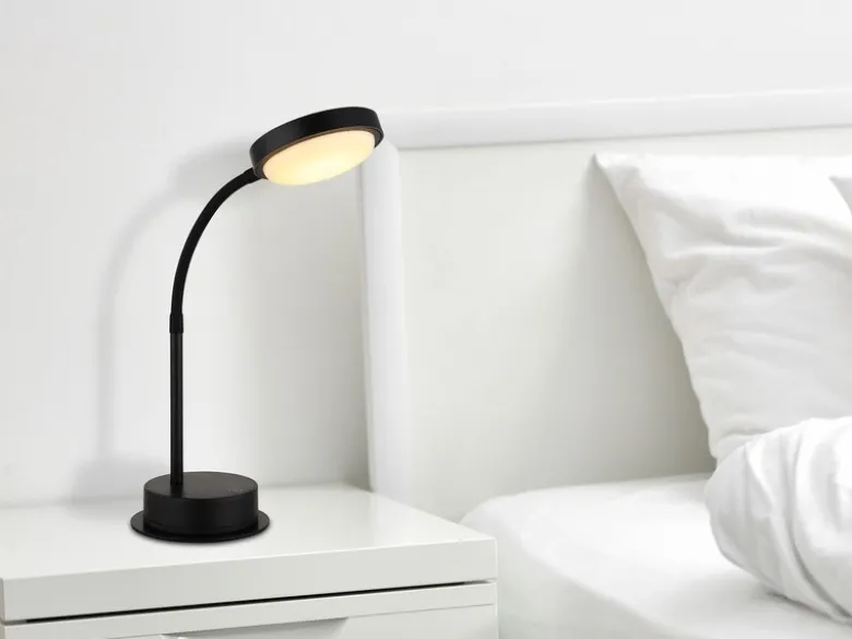 Akku Schreibtischlampe PEGASI dimmbar, Schwarz mit Flexrohr, Höhe 38cm