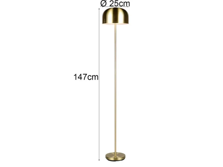 Akku Stehlampe JEFF dimmbar, per USB aufladbar, Messing Höhe 147cm