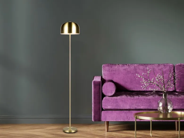 Akku Stehlampe JEFF dimmbar, per USB aufladbar, Messing Höhe 147cm