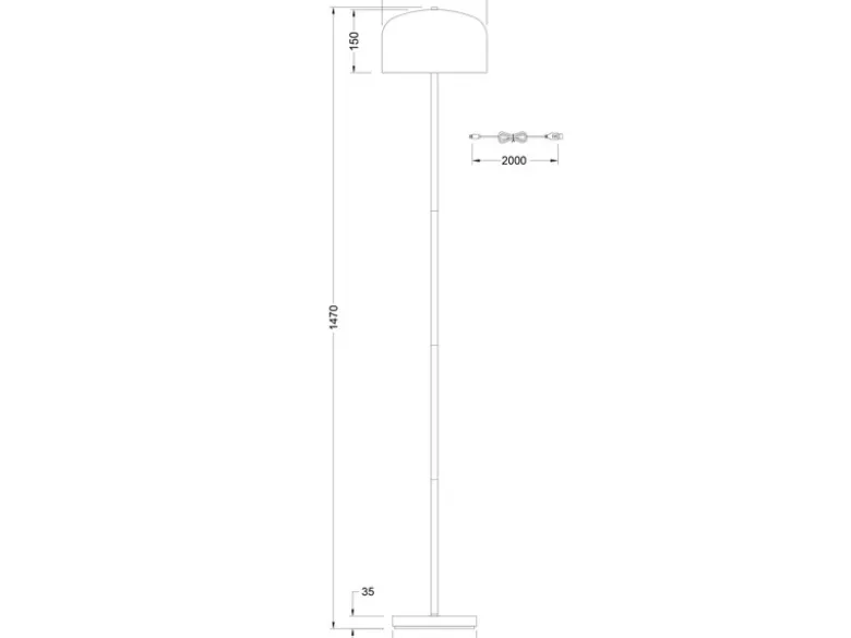 Akku Stehlampe JEFF dimmbar, per USB aufladbar, Coffee Höhe 147cm