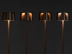 Akku Stehlampe NICE für Outdoor dimmbar, kabellos in Rostoptik, klein 120cm
