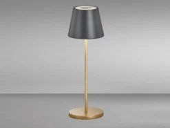 Akku Tischlampe COSENZA 2.0 Schwarz Gold ohne Kabel mit Ladestation, Höhe 34cm