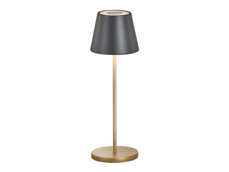 Akku Tischlampe COSENZA 2.0 Schwarz Gold ohne Kabel mit Ladestation, Höhe 34cm
