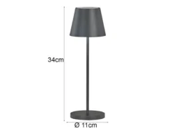 Akku Tischlampe COSENZA 2.0 Schwarz ohne Kabel mit Ladestation, Höhe 34cm
