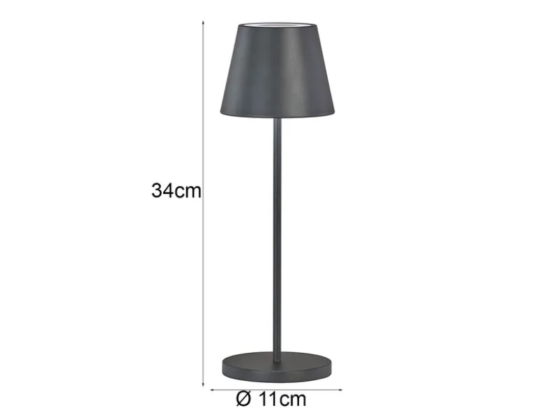 Akku Tischlampe COSENZA 2.0 Schwarz ohne Kabel mit Ladestation, Höhe 34cm