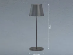Akku Tischlampe COSENZA 2.0 Schwarz ohne Kabel mit Ladestation, Höhe 34cm