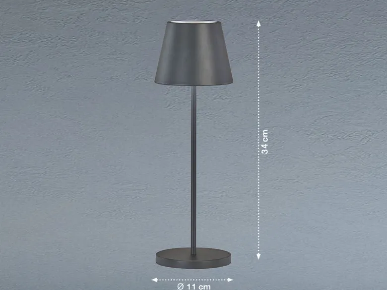 Akku Tischlampe COSENZA 2.0 Schwarz ohne Kabel mit Ladestation, Höhe 34cm