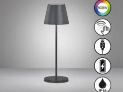 Akku Tischlampe COSENZA 2.0 Schwarz ohne Kabel mit Ladestation, Höhe 34cm