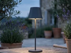 Akku Tischlampe COSENZA 2.0 Schwarz ohne Kabel mit Ladestation, Höhe 34cm
