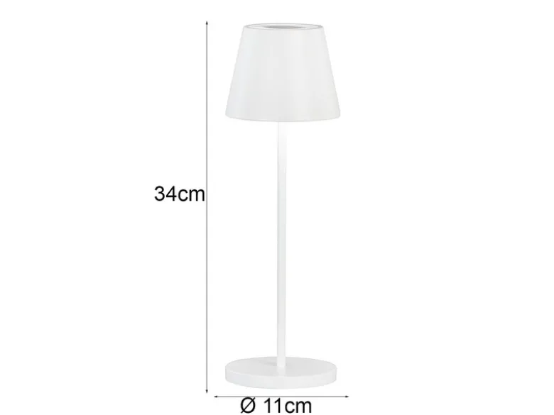 Akku Tischlampe COSENZA 2.0 Weiß ohne Kabel mit Ladestation, Höhe 34cm