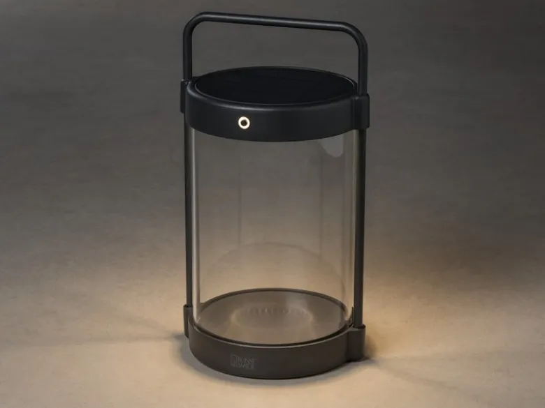 Akku Tischleuchte CROTONE per Solar & USB aufladbar, Schwarz Höhe 30cm