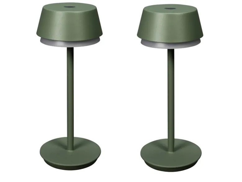 Akku Tischleuchte 2er Set für Outdoor dimmbar, kabellos in Mintgrün, 30cm