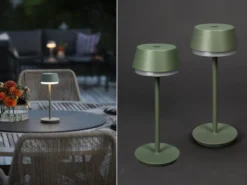 Akku Tischleuchte 2er Set für Outdoor dimmbar, kabellos in Mintgrün, 30cm