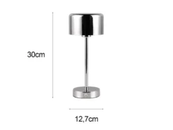 Akku Tischleuchte JEFF per USB aufladbar, Sensordimmer, Silber Chrom, H: 30cm