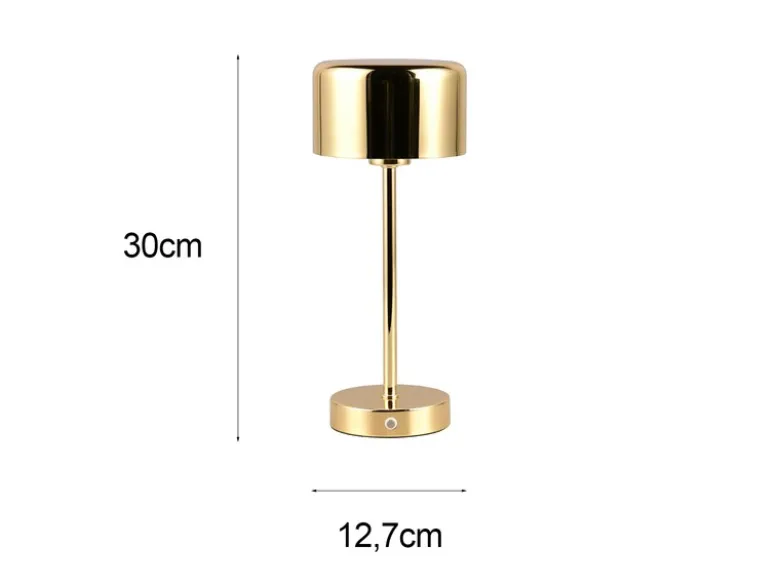 Akku Tischleuchte JEFF per USB aufladbar, Sensordimmer, Messing poliert, H: 30cm