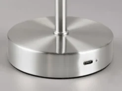 Akku Tischleuchte JEFF per USB aufladbar, Sensordimmer, Silber matt, Höhe 30cm