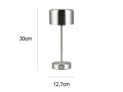Akku Tischleuchte JEFF per USB aufladbar, Sensordimmer, Silber matt, Höhe 30cm