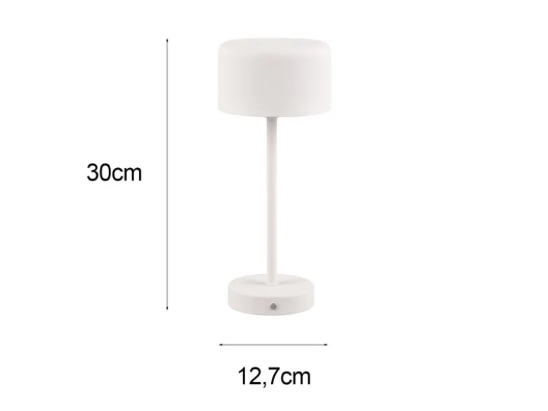 Akku Tischleuchte JEFF per USB aufladbar, Sensordimmer, Weiß, Höhe 30cm
