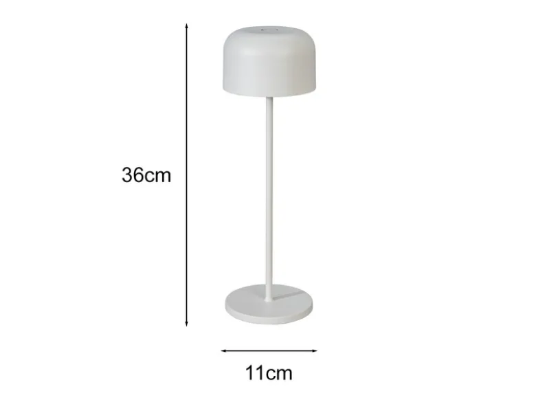 Akku Tischleuchte LILLE per USB aufladbar, Weiß Höhe 36cm