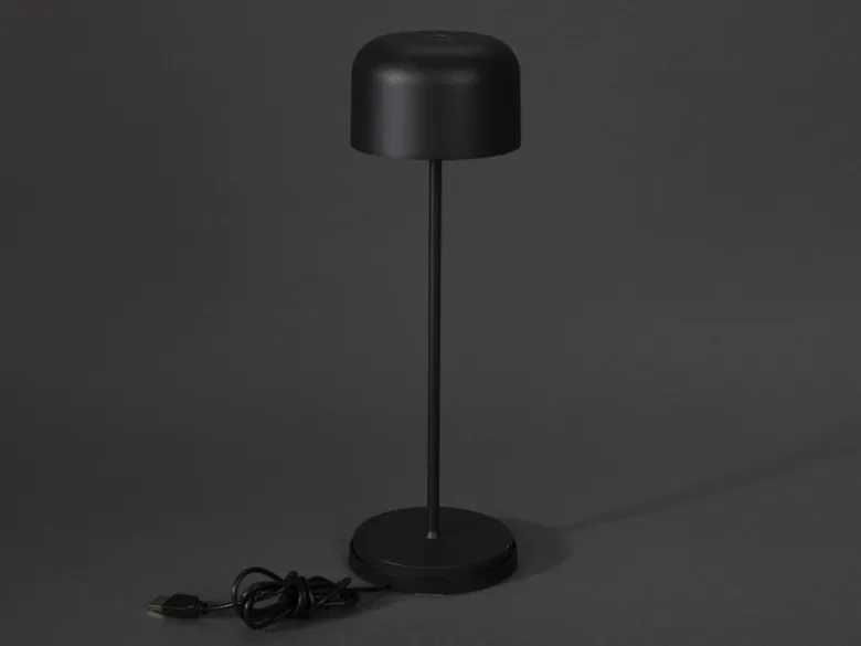 Akku Tischleuchte LILLE per USB aufladbar, Schwarz Höhe 36cm
